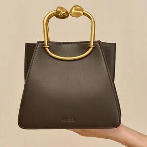 CULT GAIA Dark Brown Mini Bag with Gold Handle NEW